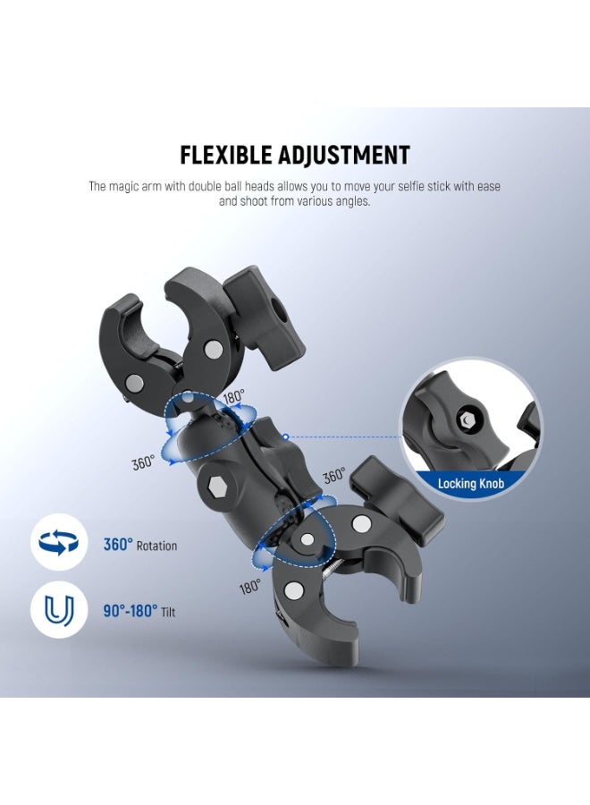 NEEWER Basics Motorcycle Bike Mount Accessories Kit, Invisible Selfie Stick Bicycle Handlebar Clamp Holder Compatible with Insta360 DJI OSMO 360 Pocket 3 Action Cameras for POV Video Recording - Image 3